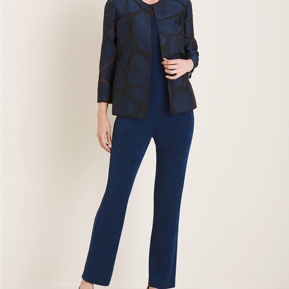 NWT Giraffe-Print Organza Jacquard Jacket | Blue/Black | Sz 0 - Picture 1 of 9